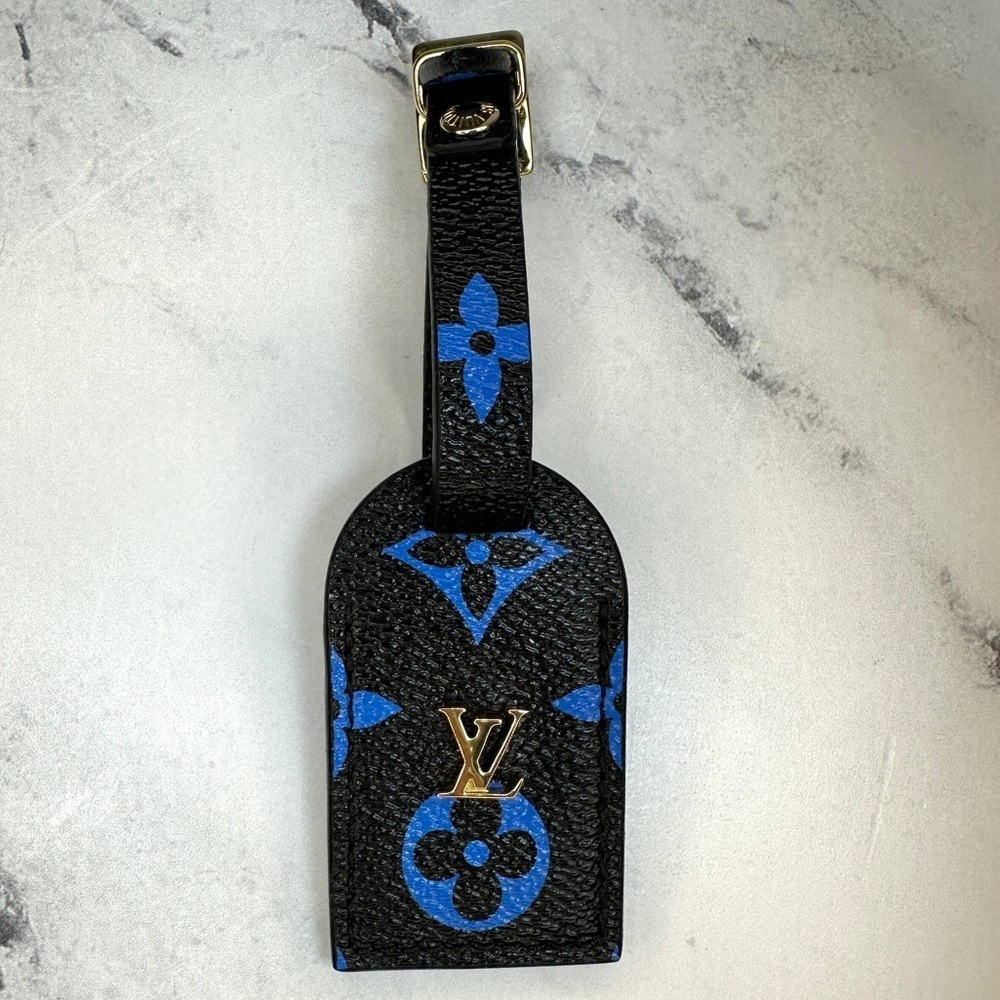 Louis Vuitton Luggage Tag black/blue Monogram Small GHW LV
